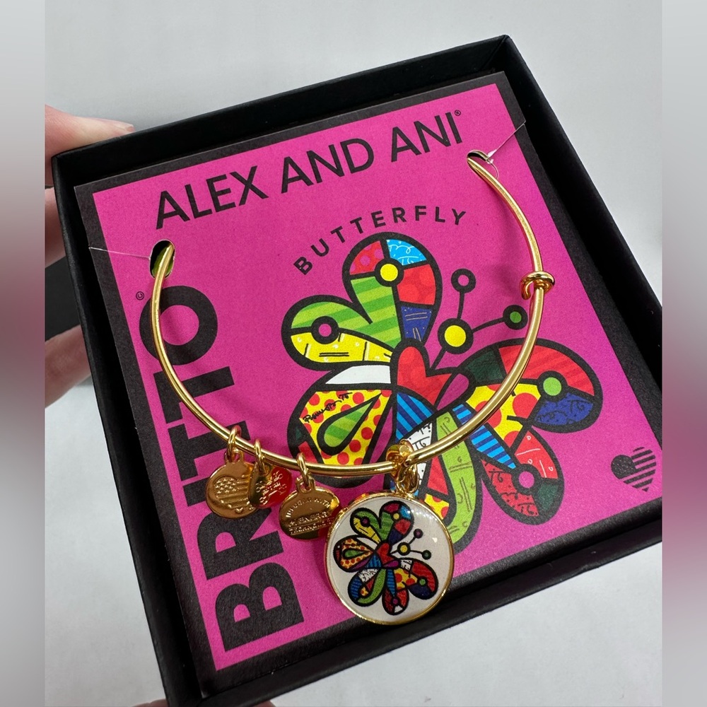 Alex and Ani Gold BRITTO Butterfly Charm Bangle Bracelet - Picture 5 of 7